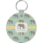 Elephant Round Plastic Keychain (Personalized)