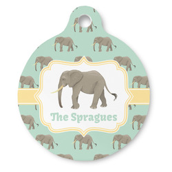 Elephant Round Pet ID Tag - Large (Personalized)