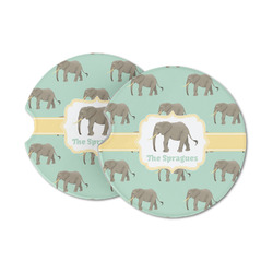 Elephant Sandstone Car Coasters - Set of 2 (Personalized)