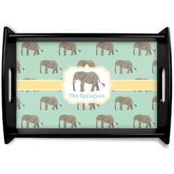 Elephant Black Wooden Tray - Small (Personalized)