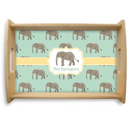 Elephant Natural Wooden Tray - Small (Personalized)