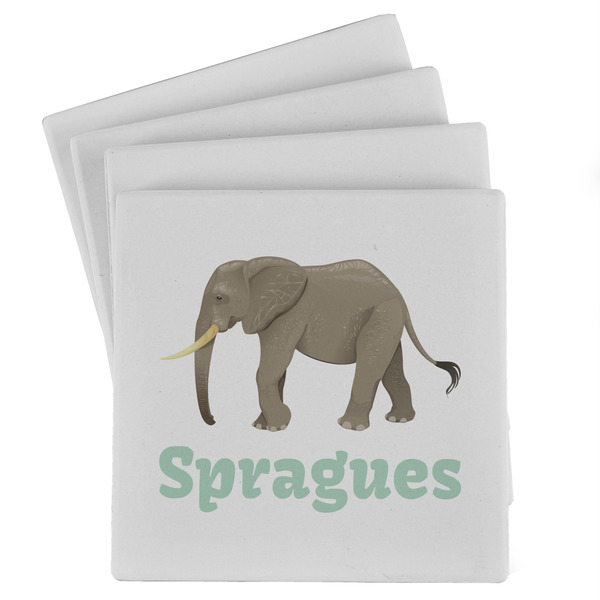 Custom Elephant Absorbent Stone Coasters - Set of 4 (Personalized)