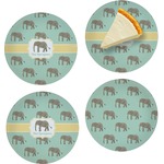 Elephant Set of 4 Glass Appetizer / Dessert Plate 8" (Personalized)