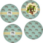 Elephant Set of 4 Glass Lunch / Dinner Plate 10" (Personalized)