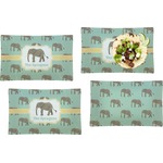 Elephant Set of 4 Glass Rectangular Lunch / Dinner Plate (Personalized)