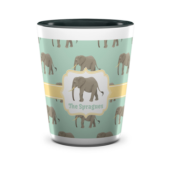 Custom Elephant Ceramic Shot Glass - 1.5 oz - Two Tone - Single (Personalized)