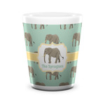 Elephant Ceramic Shot Glass - 1.5 oz - White - Set of 4 (Personalized)