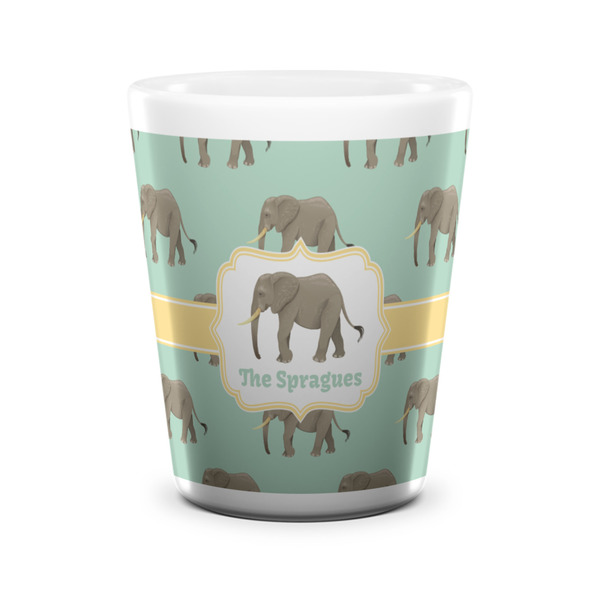 Custom Elephant Ceramic Shot Glass - 1.5 oz - White - Single (Personalized)