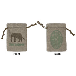 Elephant Small Burlap Gift Bag - Front & Back (Personalized)