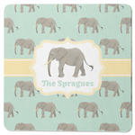 Elephant Square Rubber Backed Coaster (Personalized)