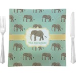 Elephant Glass Square Lunch / Dinner Plate 9.5" (Personalized)