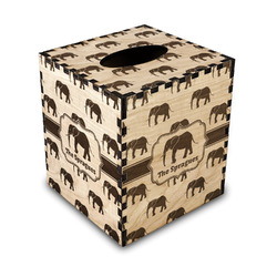 Elephant Wood Tissue Box Cover - Square (Personalized)