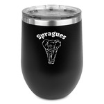 Elephant Stemless Stainless Steel Wine Tumbler - Black - Double Sided (Personalized)