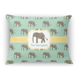 Elephant Rectangular Throw Pillow Case - 12"x18" (Personalized)