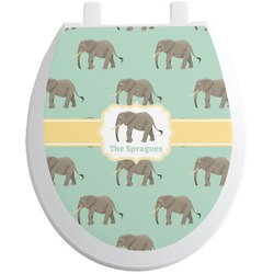 Elephant Toilet Seat Decal - Round (Personalized)
