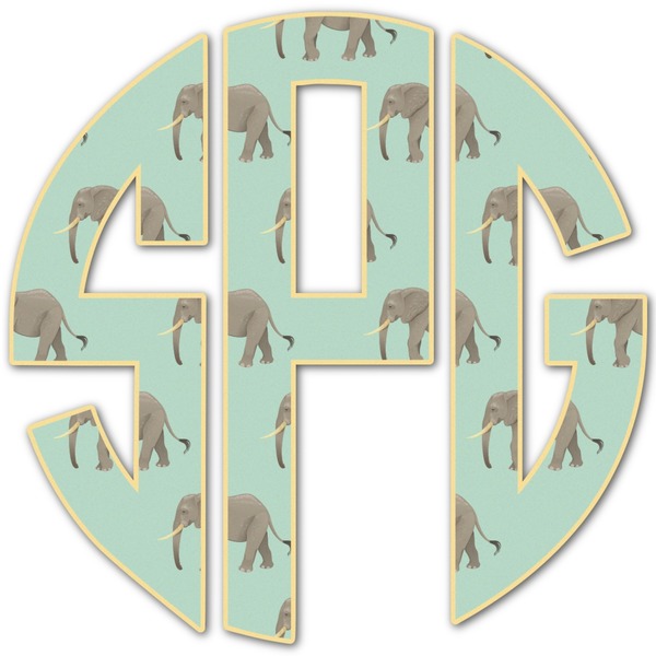 Custom Elephant Monogram Decal - Medium (Personalized)
