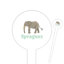 Elephant 6" Round Plastic Food Picks - White - Single Sided (Personalized)