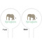 Elephant White Plastic 6" Food Pick - Round - Double Sided - Front & Back