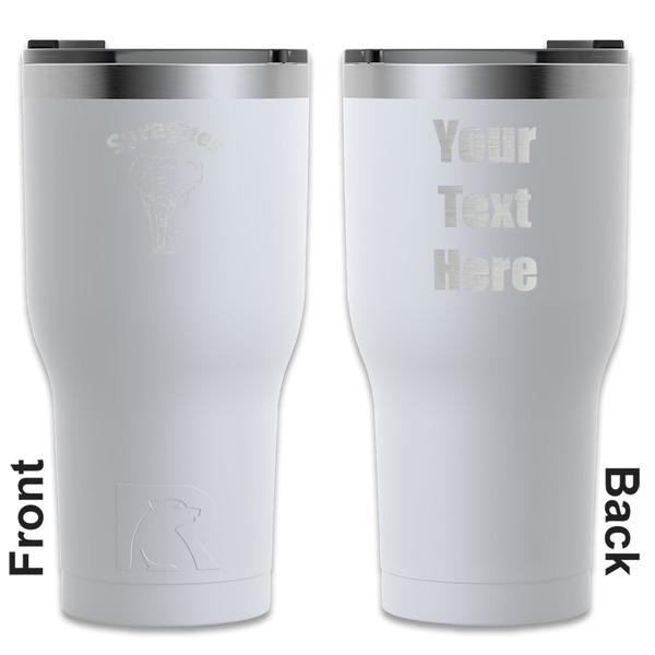 Custom Elephant RTIC Tumbler - White - Engraved Front & Back (Personalized)