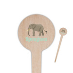 Elephant 4" Round Wooden Food Picks - Single Sided (Personalized)