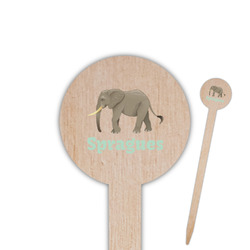 Elephant 6" Round Wooden Food Picks - Double Sided (Personalized)