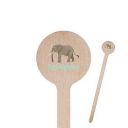 Elephant 6" Round Wooden Stir Sticks - Single Sided (Personalized)