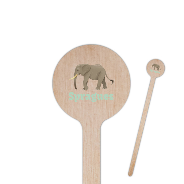 Custom Elephant 7.5" Round Wooden Stir Sticks - Double Sided (Personalized)