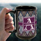 Knit Argyle 15oz. Black Mug - LIFESTYLE