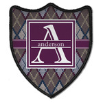 Knit Argyle Iron On Shield Patch B w/ Name and Initial