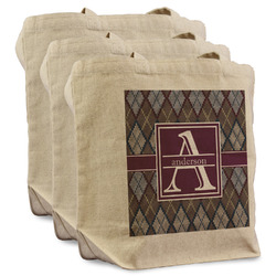 Knit Argyle Reusable Cotton Grocery Bags - Set of 3 (Personalized)