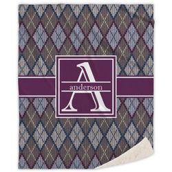 Knit Argyle Sherpa Throw Blanket - 50"x60" (Personalized)