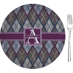 Knit Argyle 8" Glass Appetizer / Dessert Plates - Single or Set (Personalized)