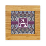 Knit Argyle Bamboo Trivet with Ceramic Tile Insert (Personalized)