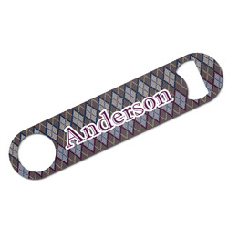 Knit Argyle Bar Bottle Opener - White w/ Name and Initial