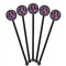 Knit Argyle Black Plastic 5.5" Stir Stick - Round - Fan View