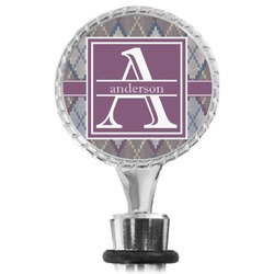 Knit Argyle Wine Bottle Stopper (Personalized)