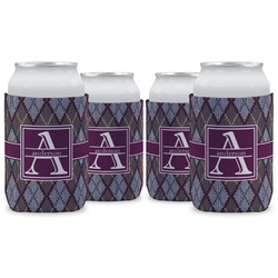 Knit Argyle Can Cooler (12 oz) - Set of 4 w/ Name and Initial