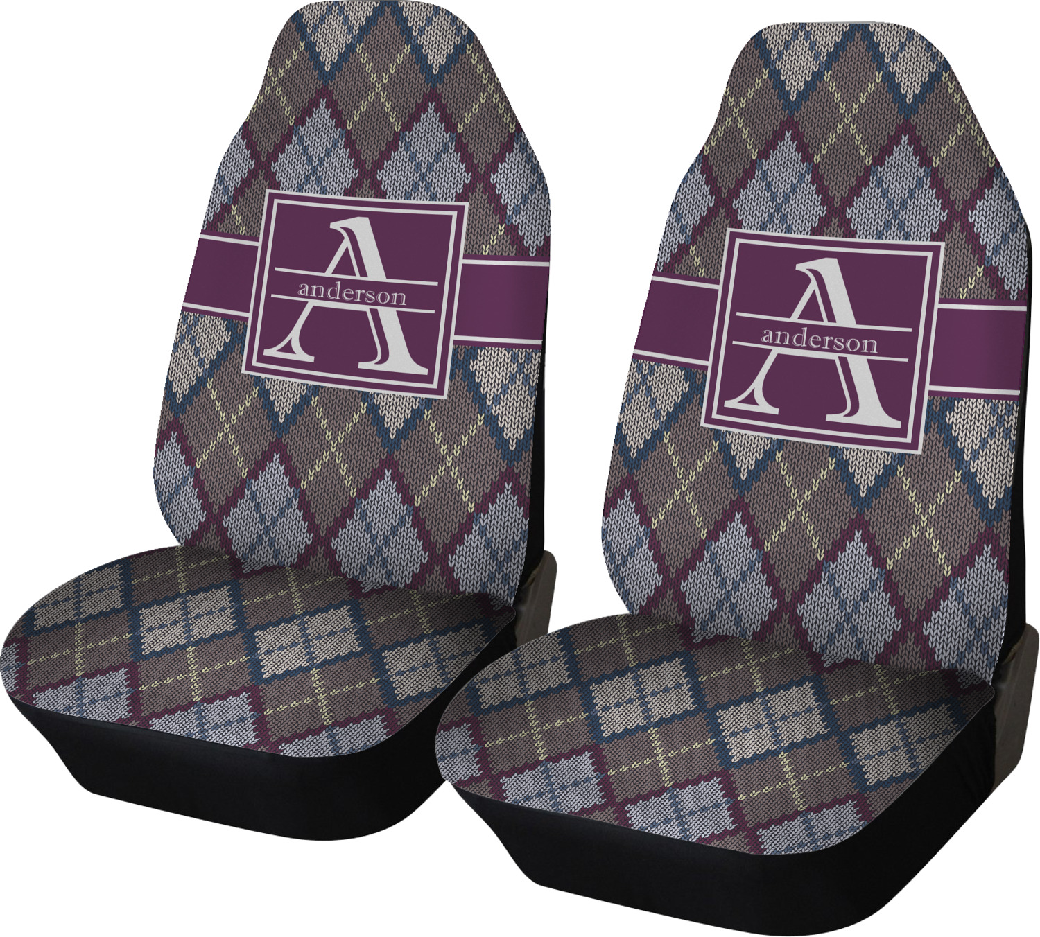 Knit Argyle Car Seat Covers (Set of Two) (Personalized) YouCustomizeIt