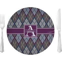 Knit Argyle Glass Lunch / Dinner Plate 10" (Personalized)
