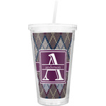 Knit Argyle Double Wall Tumbler with Straw (Personalized)