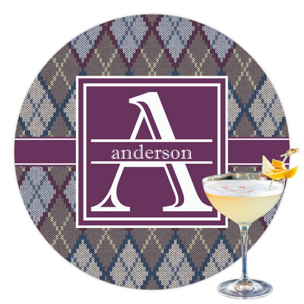 Custom Knit Argyle Printed Drink Topper - 3.5" (Personalized)