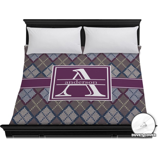 Custom Knit Argyle Duvet Cover - King (Personalized)