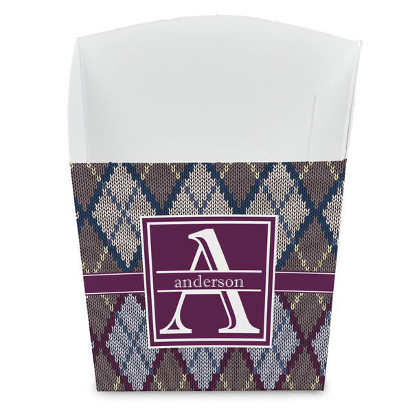 Custom Knit Argyle French Fry Favor Boxes (Personalized)