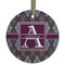 Knit Argyle Frosted Glass Ornament - Round