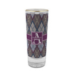 Knit Argyle 2 oz Shot Glass -  Glass with Gold Rim - Single (Personalized)