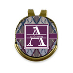 Knit Argyle Golf Ball Marker - Hat Clip - Gold