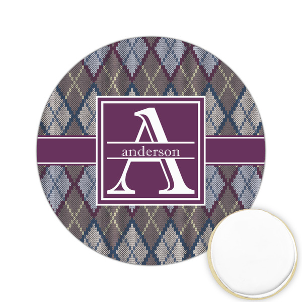 Custom Knit Argyle Printed Cookie Topper - 2.15" (Personalized)