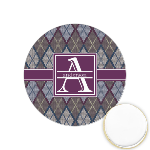 Custom Knit Argyle Printed Cookie Topper - 1.25" (Personalized)