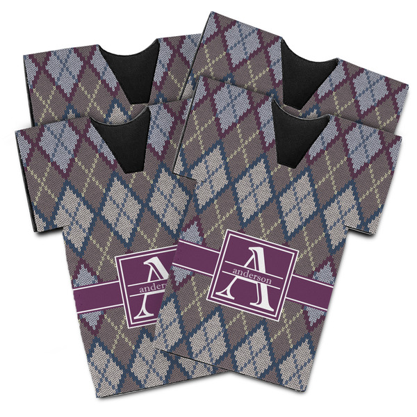 Custom Knit Argyle Jersey Bottle Cooler - Set of 4 (Personalized)