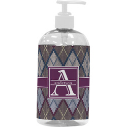 Knit Argyle Plastic Soap / Lotion Dispenser (16 oz - Large - White) (Personalized)